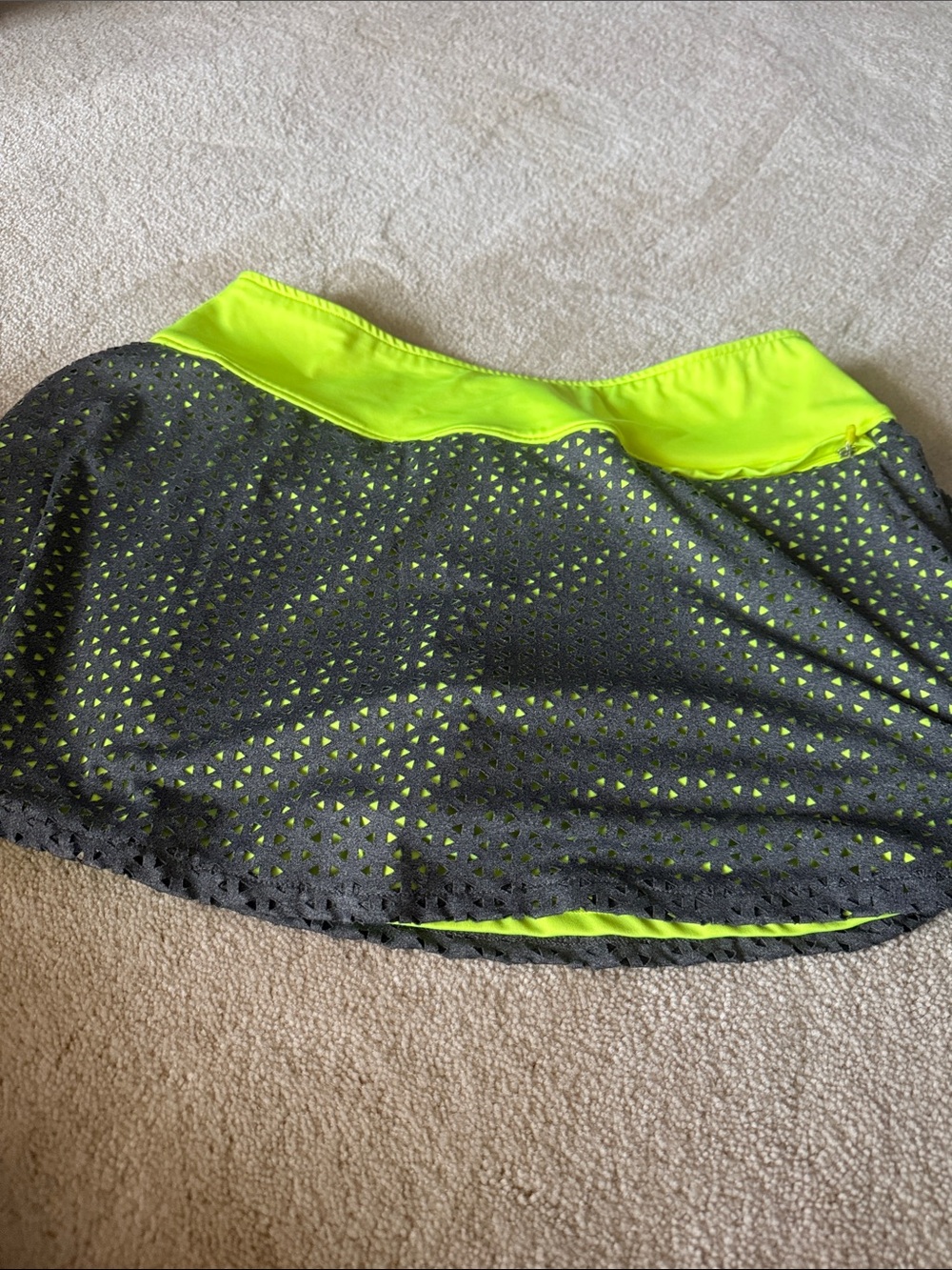 Neon Lime & Charcoal Laser-Cut Skirt